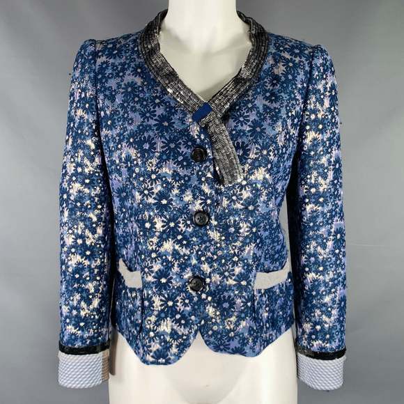 MARC JACOBS Jackets & Blazers - MARC JACOBS Blue Silver Acetate Blend Floral Jacket